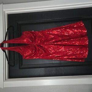 NWT Frederick's Of Hollywood Red Sequin Halter Mini Dress Size Small
